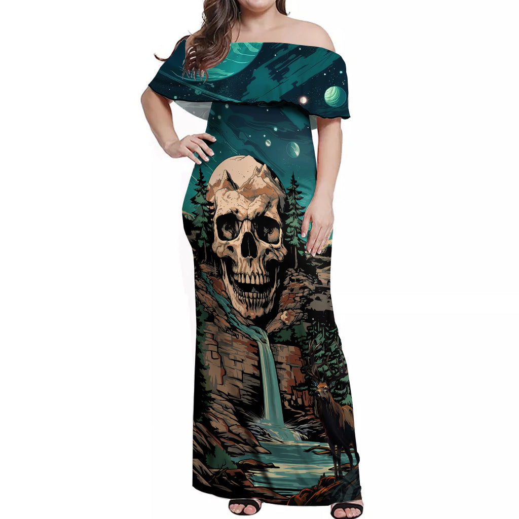 Skull Hunt Off Shoulder Maxi Dress The Best Kine Of Raiser A Hunting - Wonder Print Shop