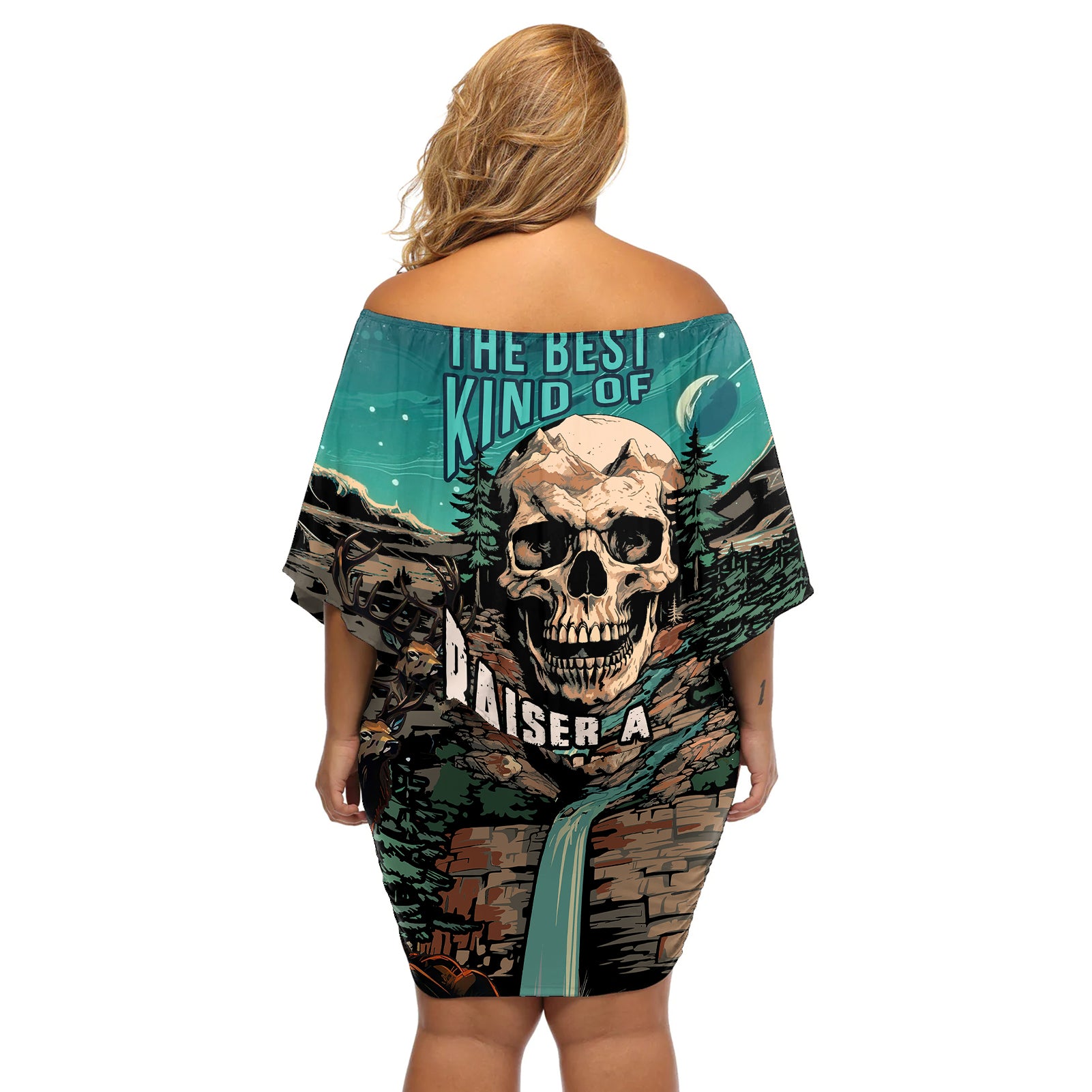 Skull Hunt Off Shoulder Short Dress The Best Kine Of Raiser A Hunting - Wonder Print Shop