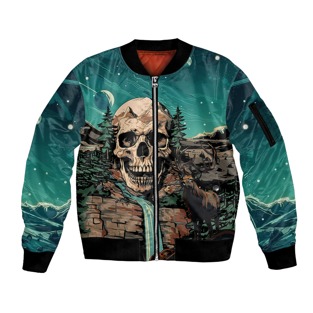 Skull Hunt Sleeve Zip Bomber Jacket The Best Kine Of Raiser A Hunting - Wonder Print Shop