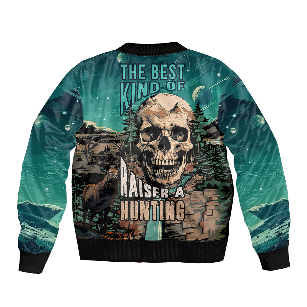 Skull Hunt Sleeve Zip Bomber Jacket The Best Kine Of Raiser A Hunting - Wonder Print Shop