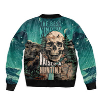 Skull Hunt Sleeve Zip Bomber Jacket The Best Kine Of Raiser A Hunting - Wonder Print Shop