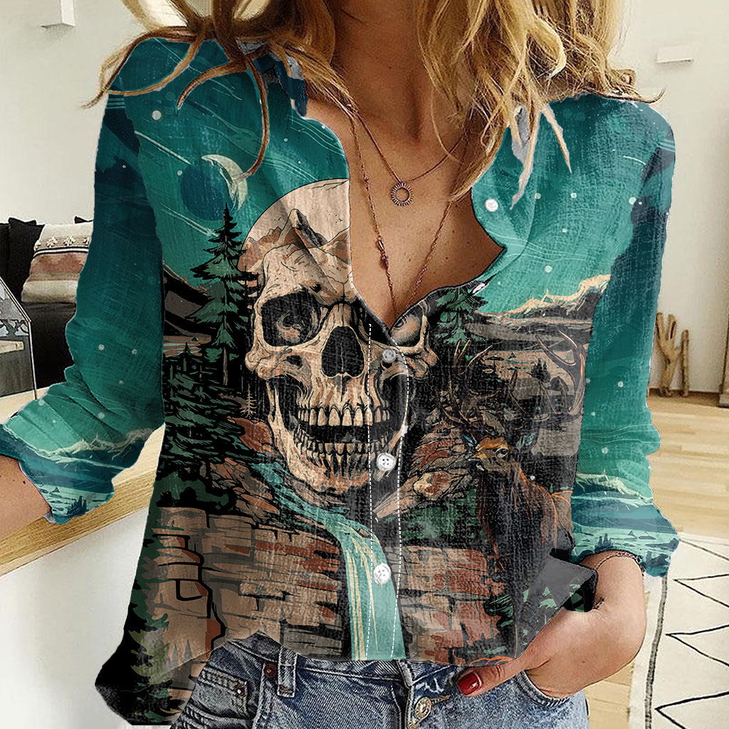 Skull Hunt Women Casual Shirt The Best Kine Of Raiser A Hunting - Wonder Print Shop
