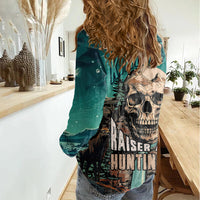 Skull Hunt Women Casual Shirt The Best Kine Of Raiser A Hunting - Wonder Print Shop