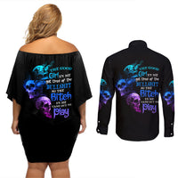 The Good Girl In Me Got Tired Couples Matching Off Shoulder Short Dress and Long Sleeve Button Shirt - Wonder Print Shop