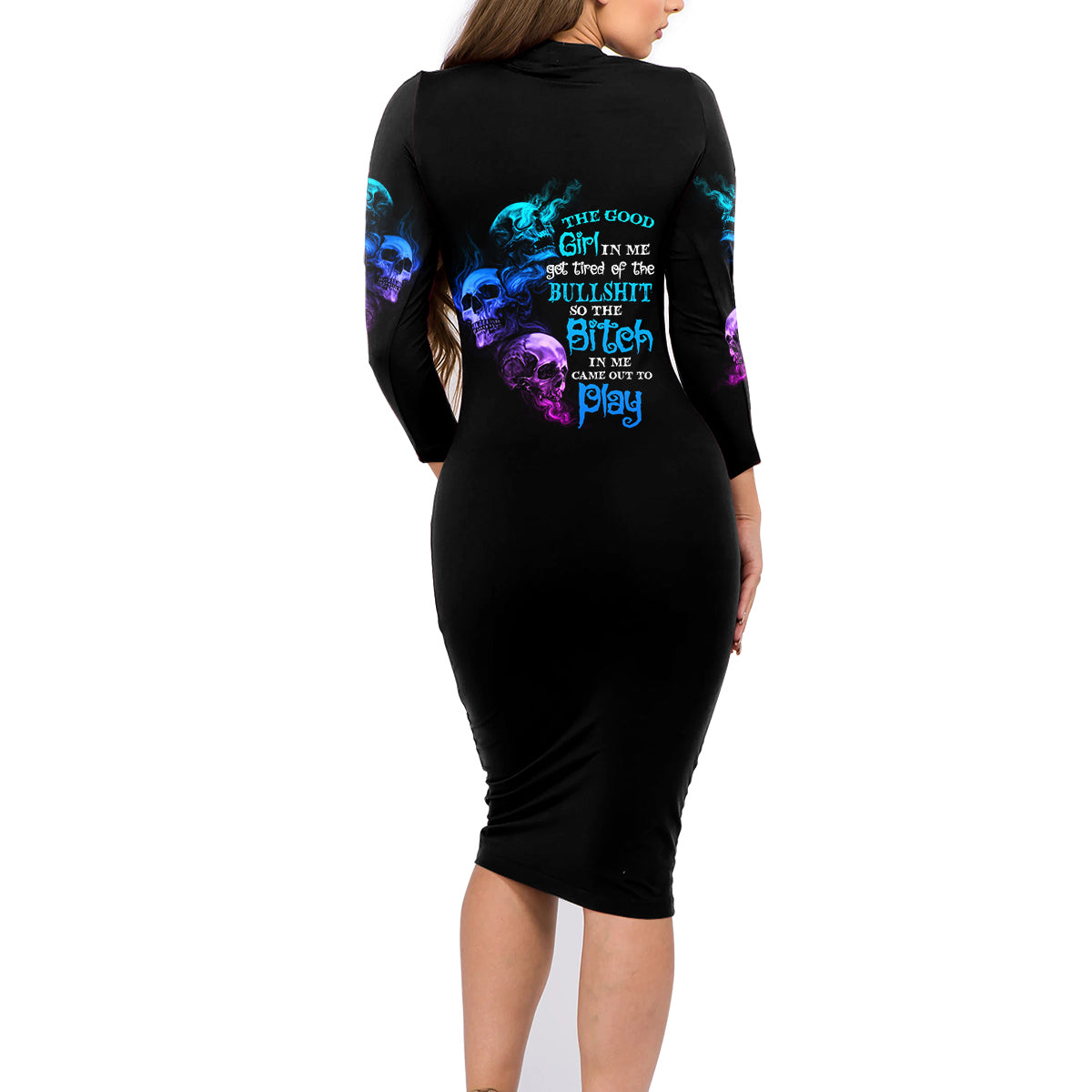 The Good Girl In Me Got Tired Family Matching Long Sleeve Bodycon Dress and Hawaiian Shirt - Wonder Print Shop