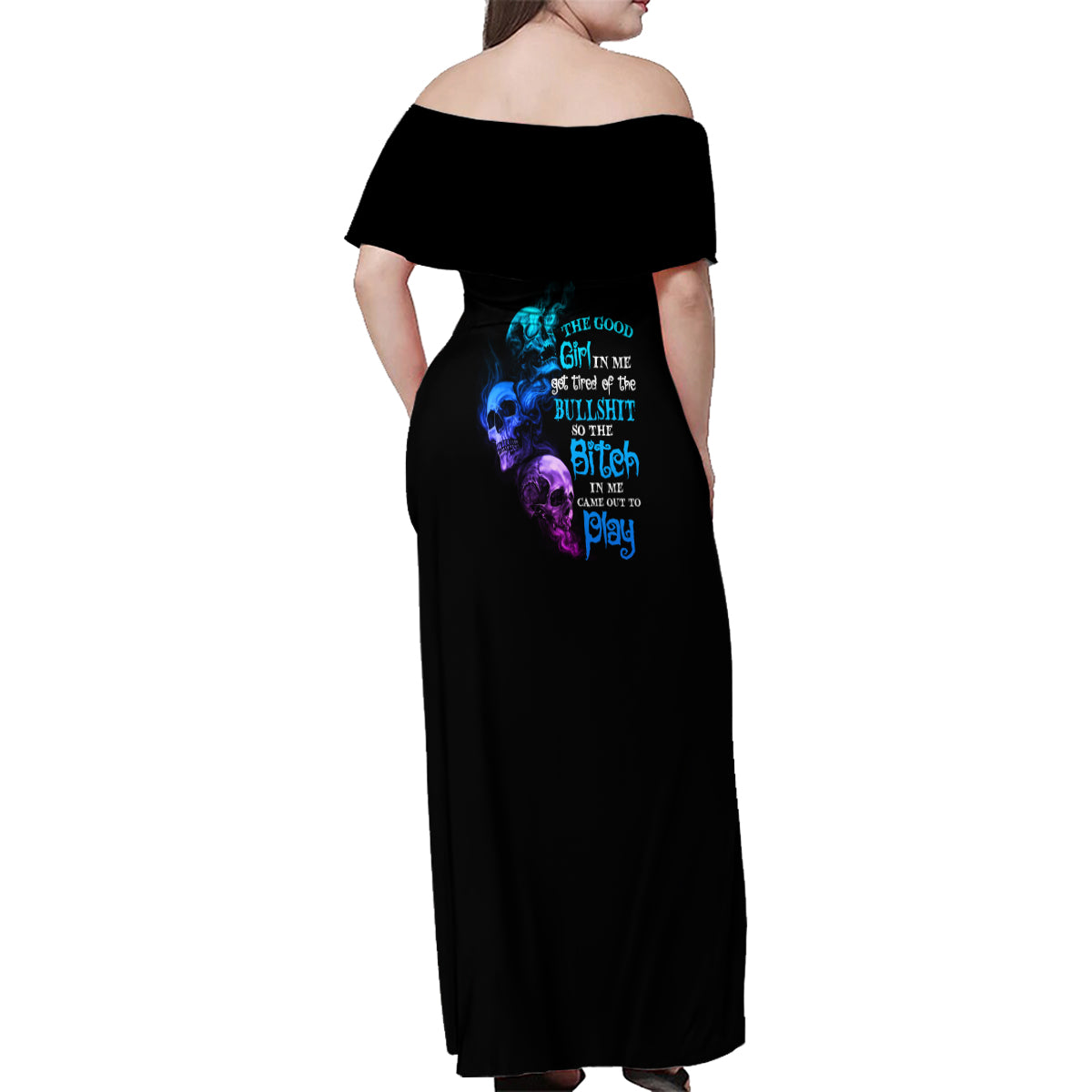 The Good Girl In Me Got Tired Family Matching Off Shoulder Maxi Dress and Hawaiian Shirt - Wonder Print Shop