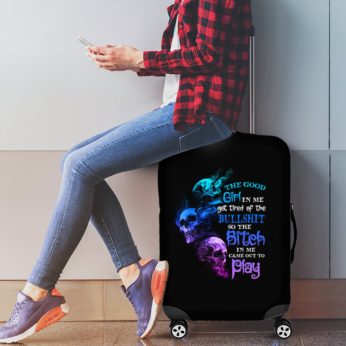 The Good Girl In Me Got Tired Luggage Cover - Wonder Print Shop