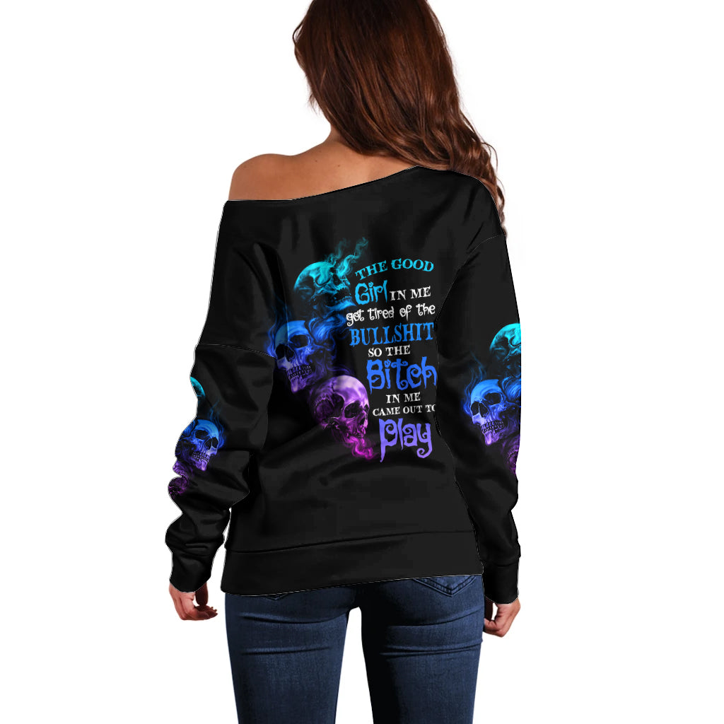 The Good Girl In Me Got Tired Off Shoulder Sweater - Wonder Print Shop