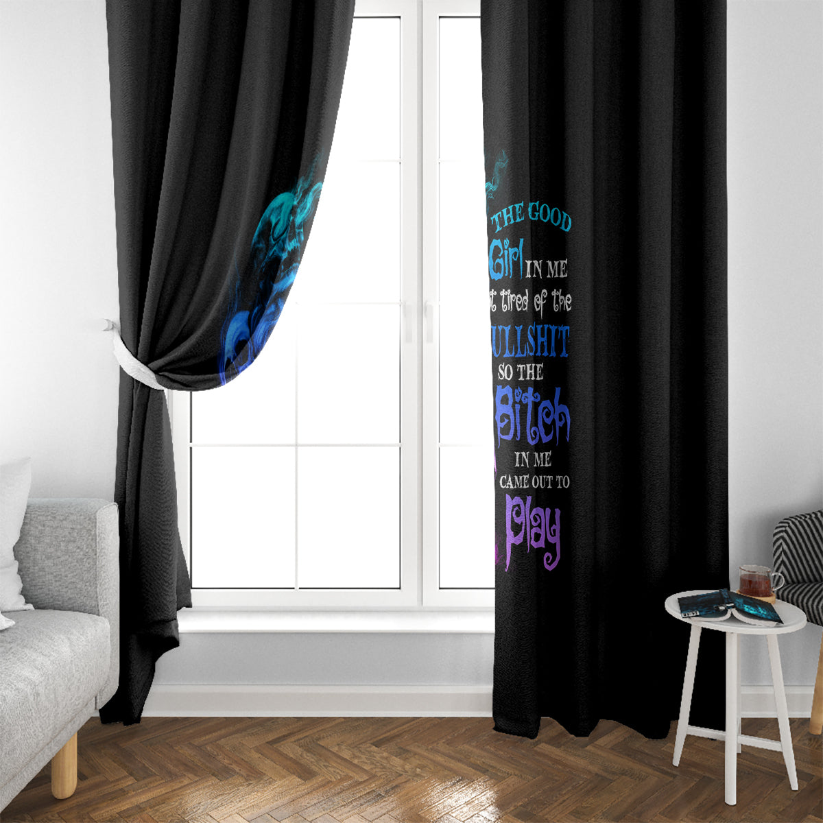 The Good Girl In Me Got Tired Window Curtain - Wonder Print Shop