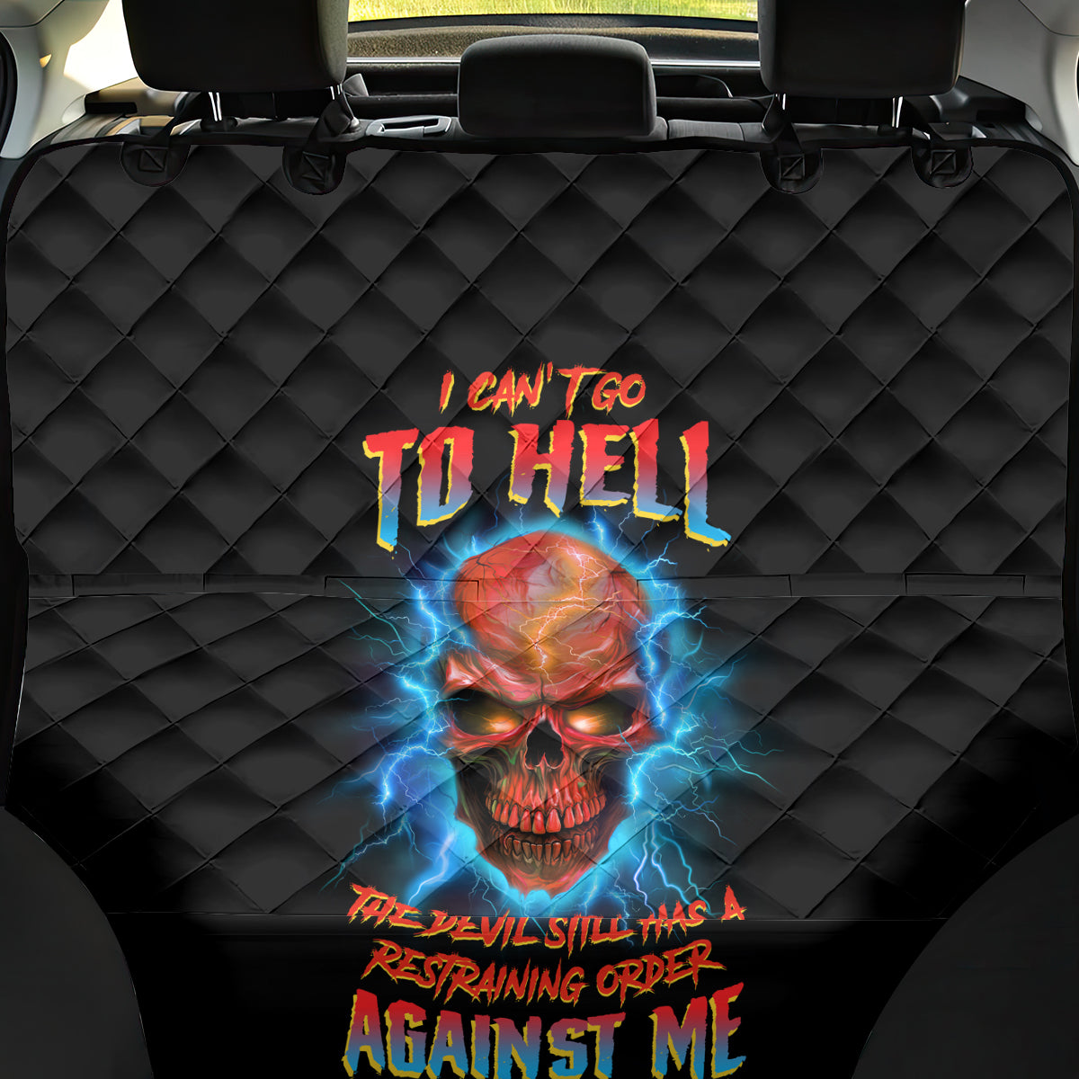 I Can't Go To Hell Thunder Skull Back Car Seat Cover - Wonder Print Shop