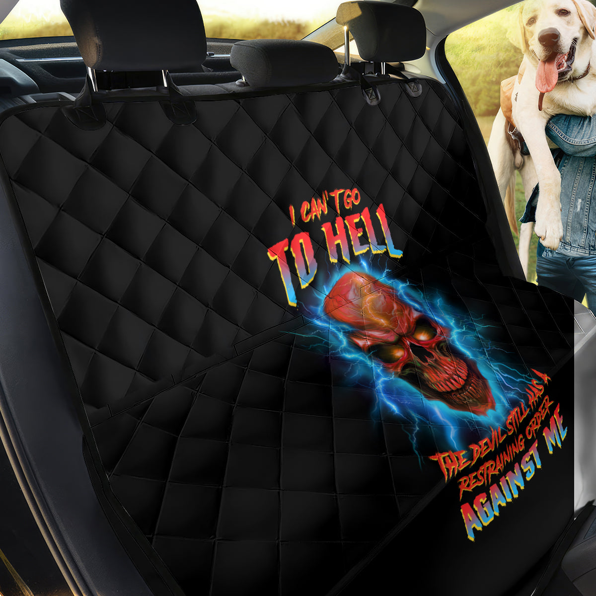 I Can't Go To Hell Thunder Skull Back Car Seat Cover - Wonder Print Shop