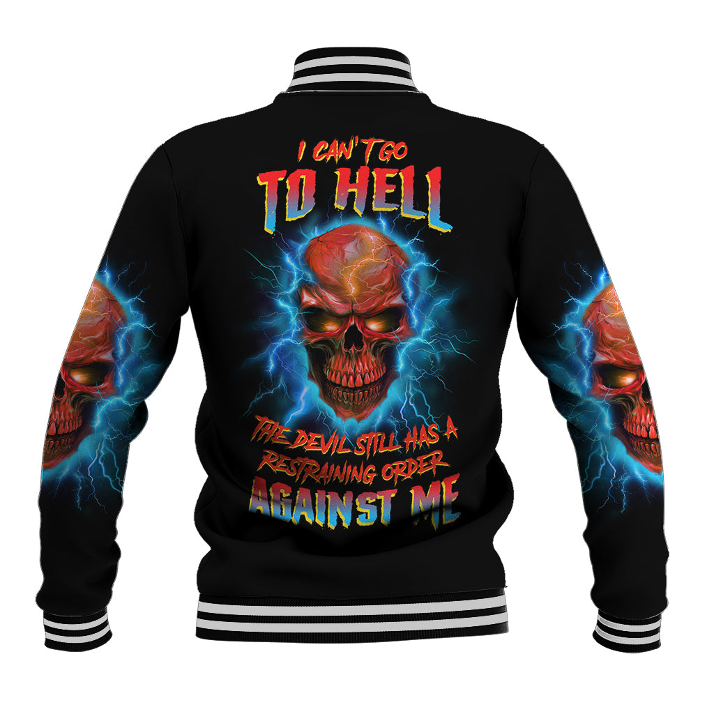 I Can't Go To Hell Thunder Skull Baseball Jacket - Wonder Print Shop