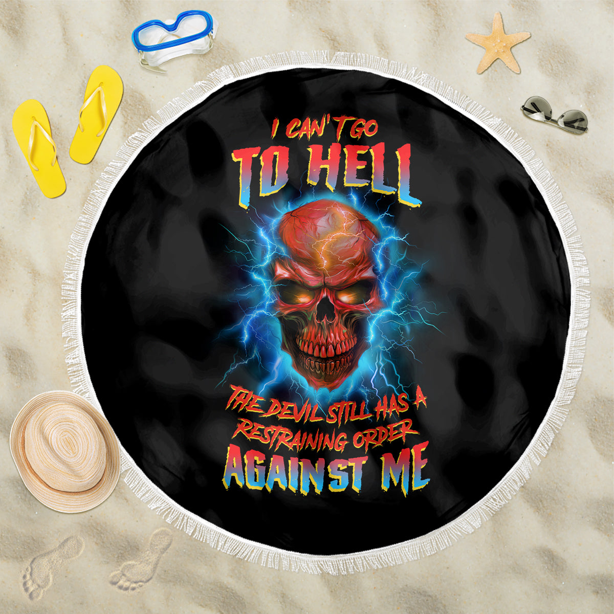 I Can't Go To Hell Thunder Skull Beach Blanket - Wonder Print Shop