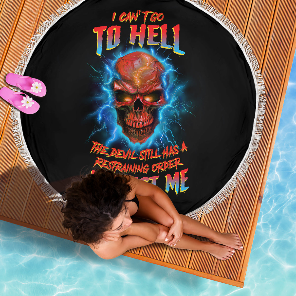 I Can't Go To Hell Thunder Skull Beach Blanket - Wonder Print Shop