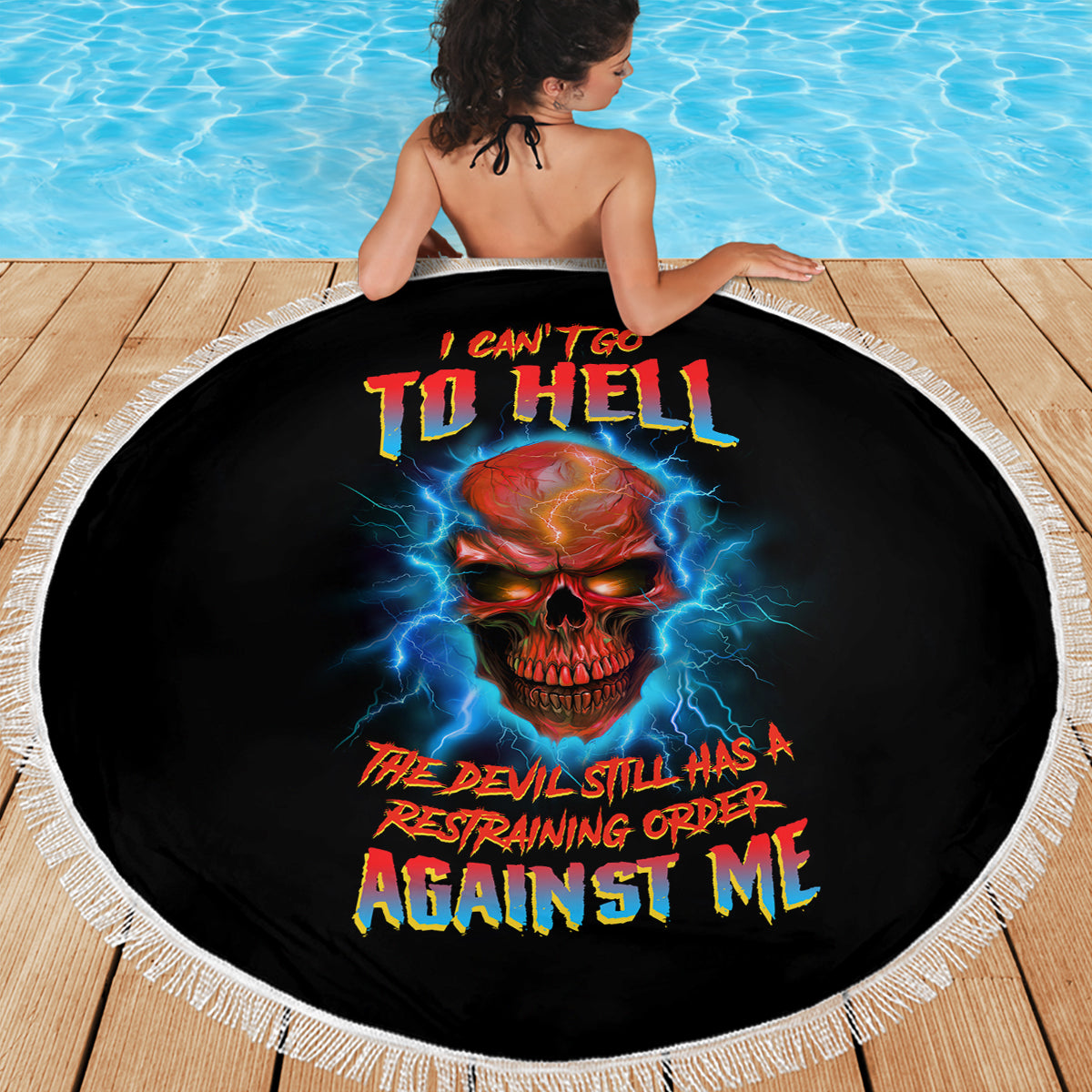 I Can't Go To Hell Thunder Skull Beach Blanket - Wonder Print Shop