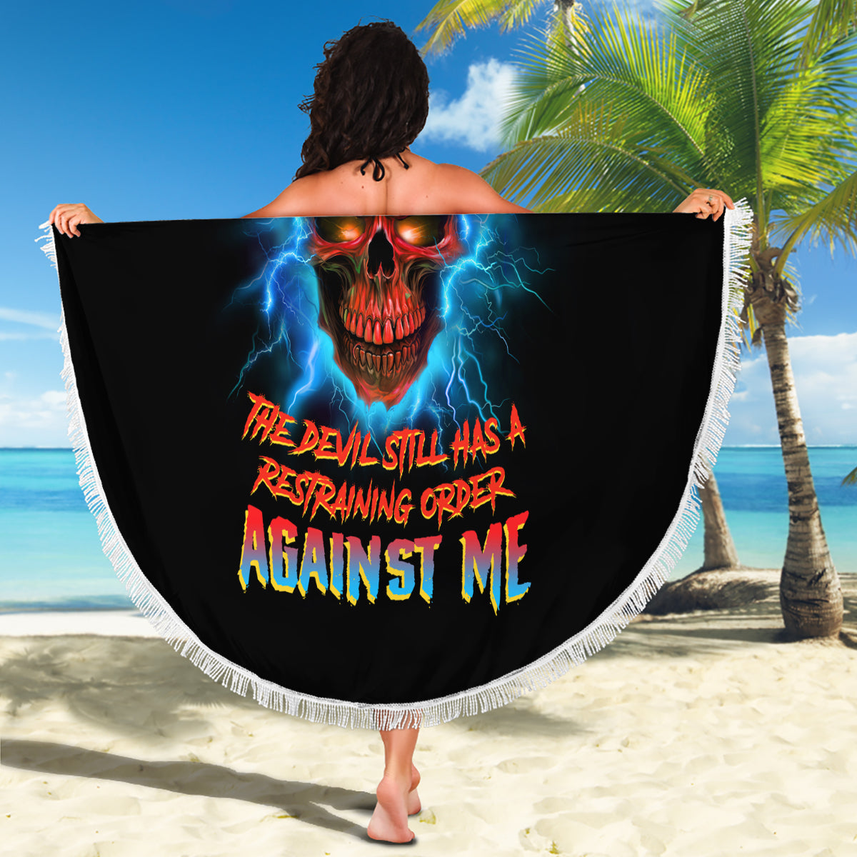I Can't Go To Hell Thunder Skull Beach Blanket - Wonder Print Shop