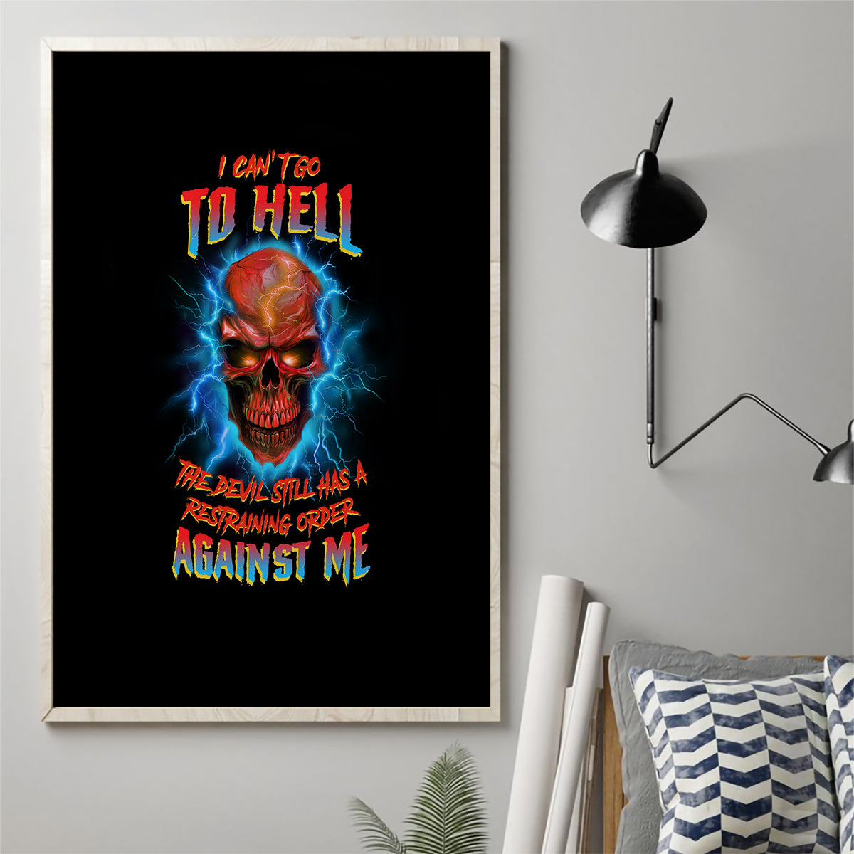 I Can't Go To Hell Thunder Skull Canvas Wall Art - Wonder Print Shop