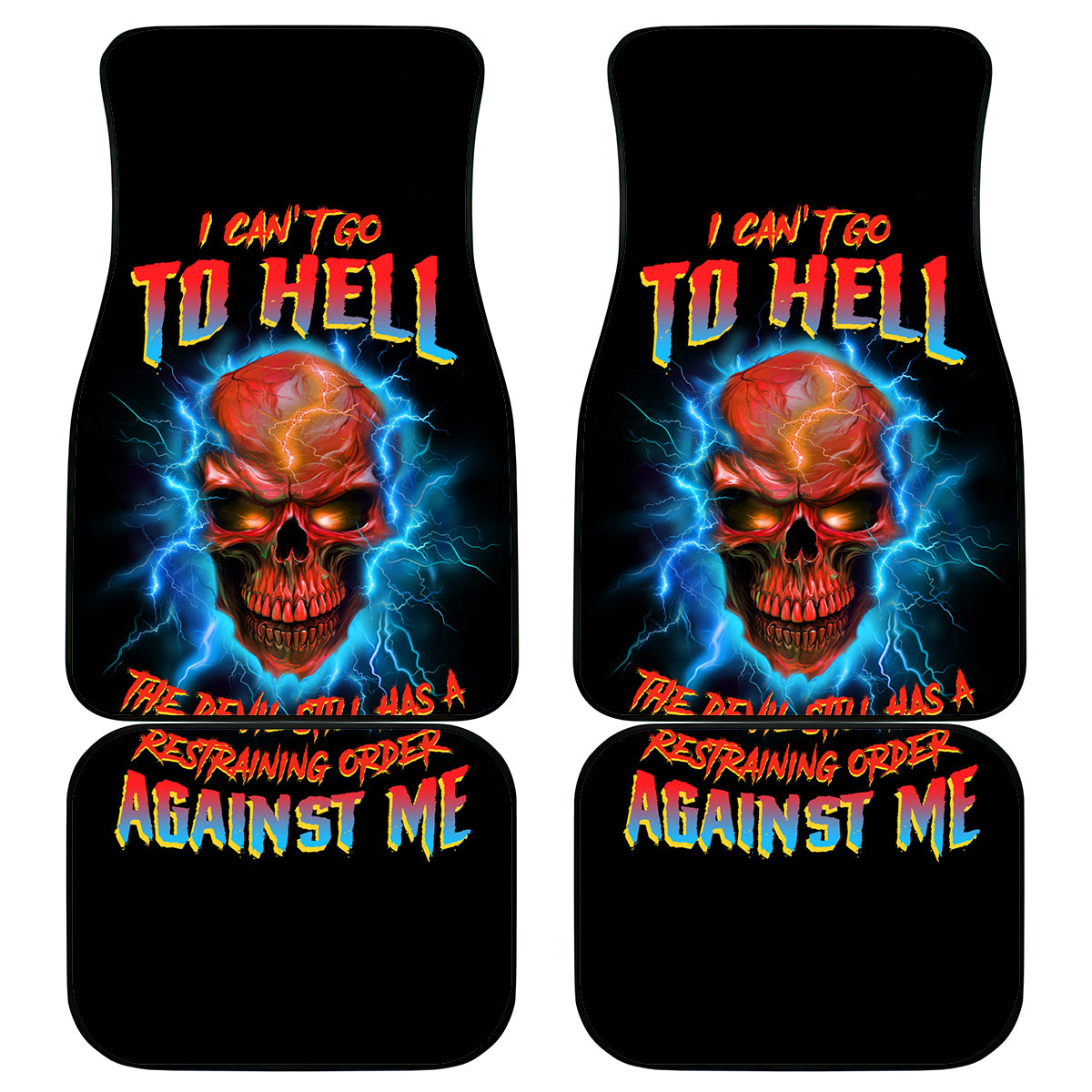 I Can't Go To Hell Thunder Skull Car Mats - Wonder Print Shop