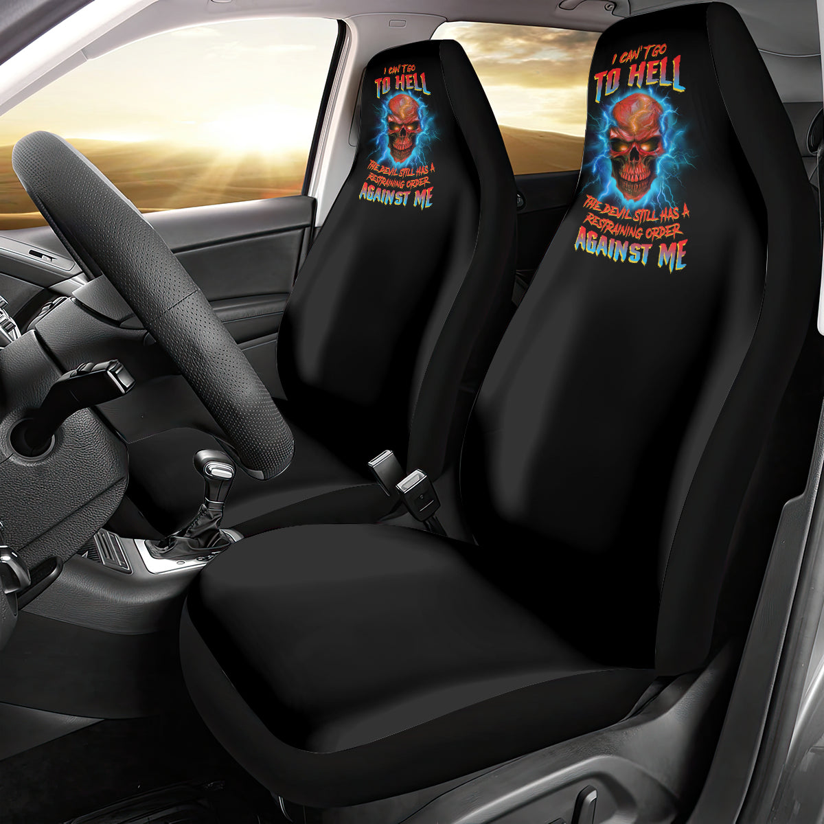I Can't Go To Hell Thunder Skull Car Seat Cover - Wonder Print Shop