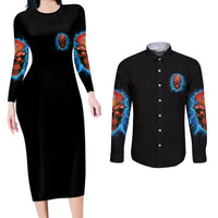 I Can't Go To Hell Thunder Skull Couples Matching Long Sleeve Bodycon Dress and Long Sleeve Button Shirt - Wonder Print Shop
