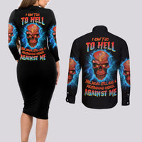 I Can't Go To Hell Thunder Skull Couples Matching Long Sleeve Bodycon Dress and Long Sleeve Button Shirt - Wonder Print Shop