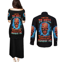 I Can't Go To Hell Thunder Skull Couples Matching Puletasi Dress and Long Sleeve Button Shirt - Wonder Print Shop