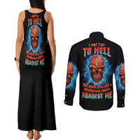 I Can't Go To Hell Thunder Skull Couples Matching Tank Maxi Dress and Long Sleeve Button Shirt - Wonder Print Shop