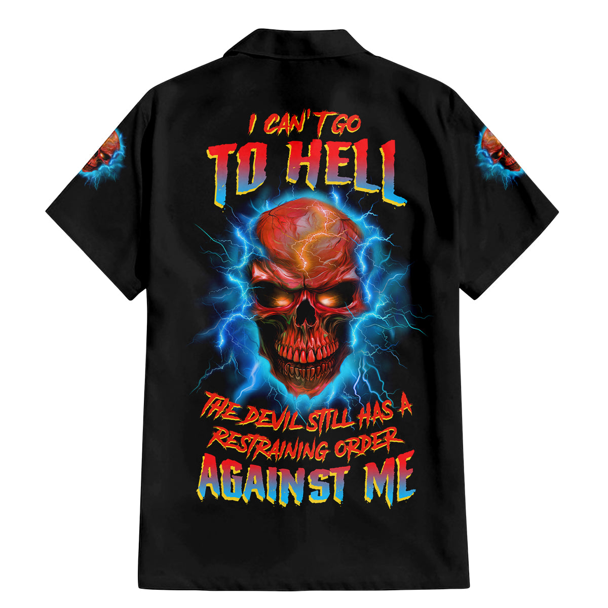 I Can't Go To Hell Thunder Skull Family Matching Mermaid Dress and Hawaiian Shirt - Wonder Print Shop