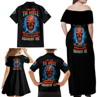 I Can't Go To Hell Thunder Skull Family Matching Off Shoulder Maxi Dress and Hawaiian Shirt - Wonder Print Shop