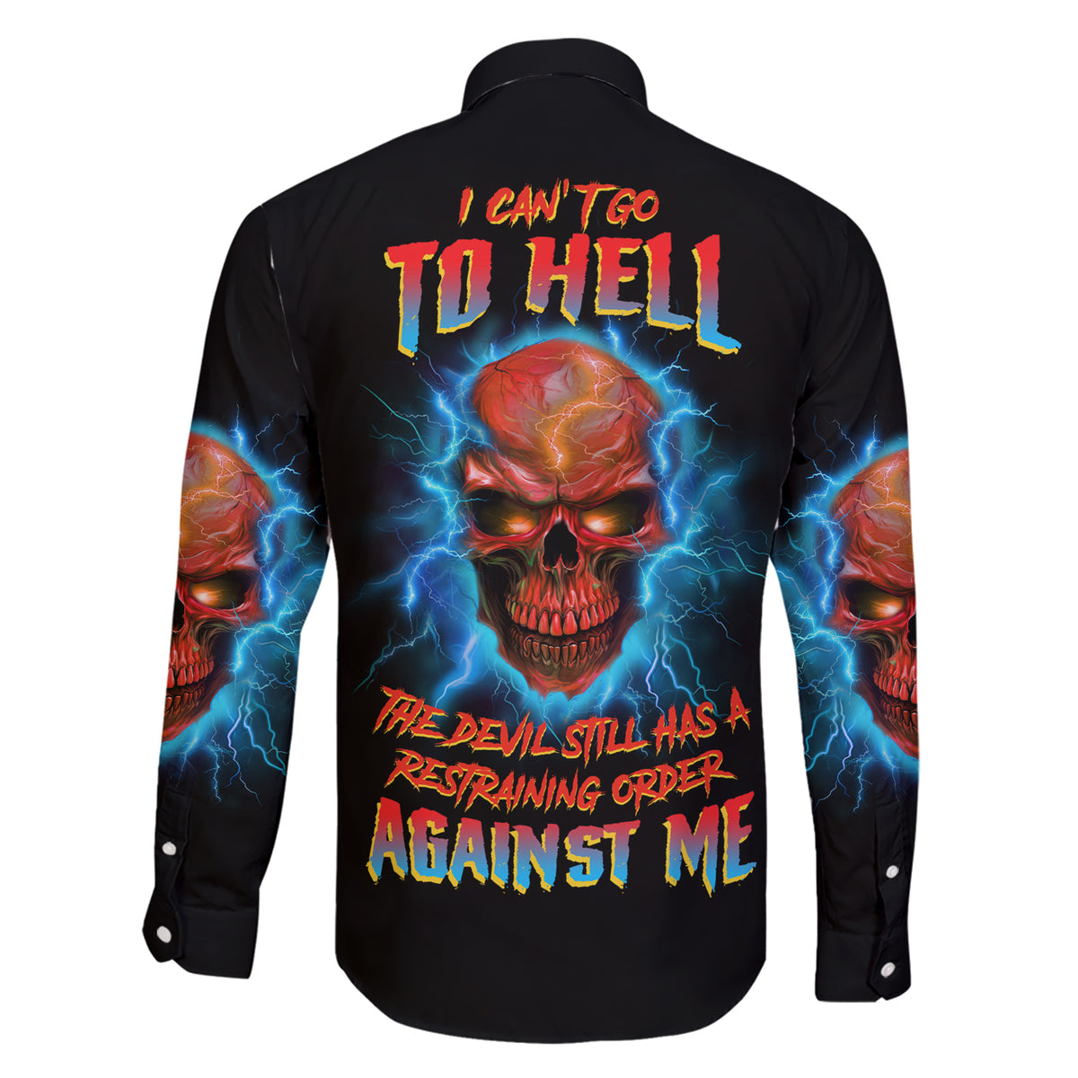 I Can't Go To Hell Thunder Skull Family Matching Short Sleeve Bodycon Dress and Hawaiian Shirt - Wonder Print Shop