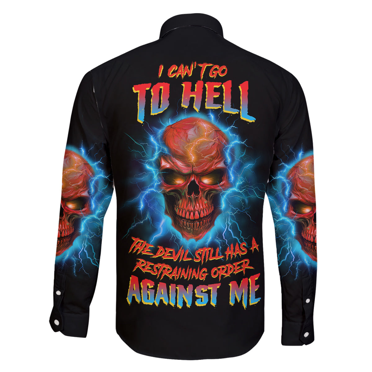 I Can't Go To Hell Thunder Skull Family Matching Tank Maxi Dress and Hawaiian Shirt - Wonder Print Shop