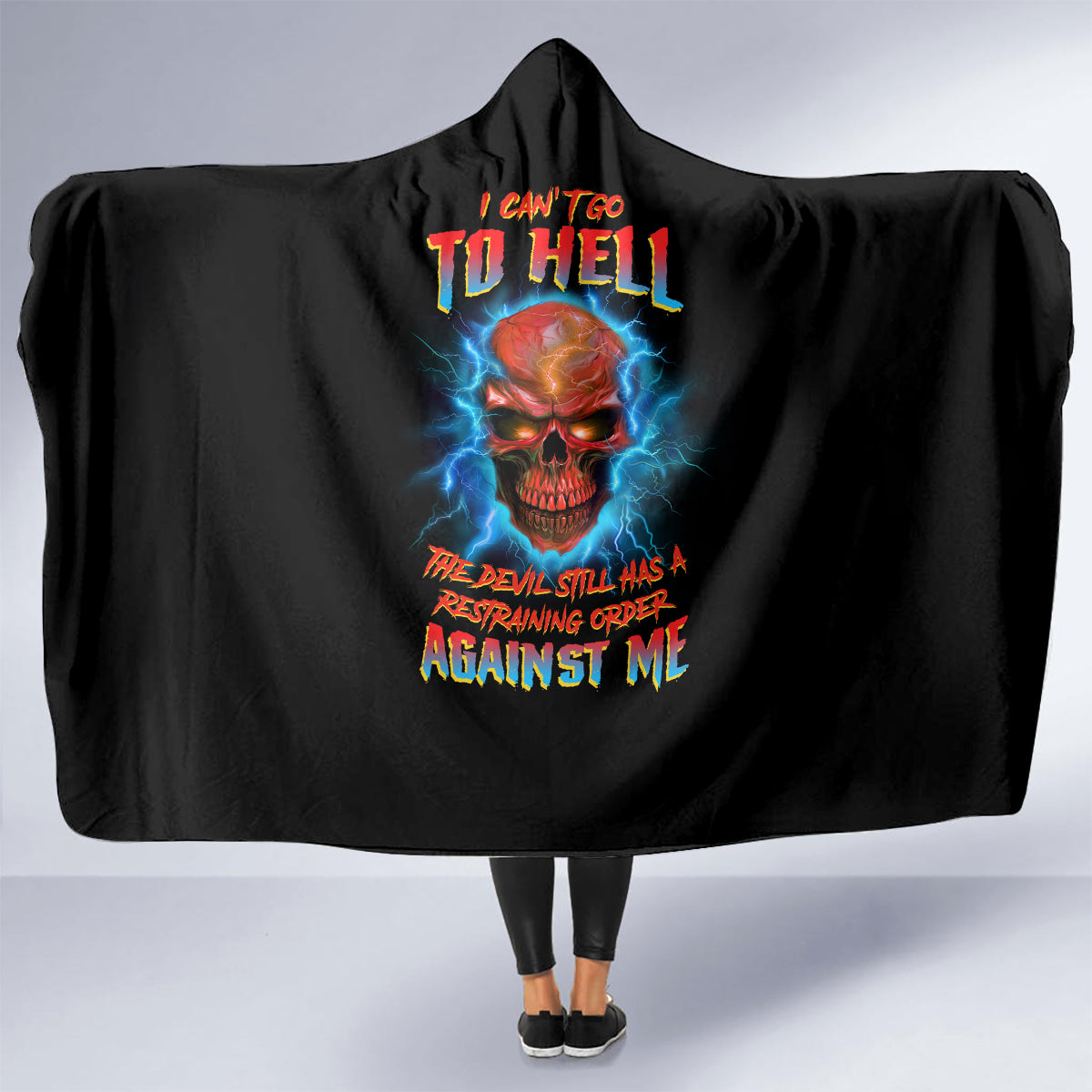 i-cant-go-to-hell-thunder-skull-hooded-blanket