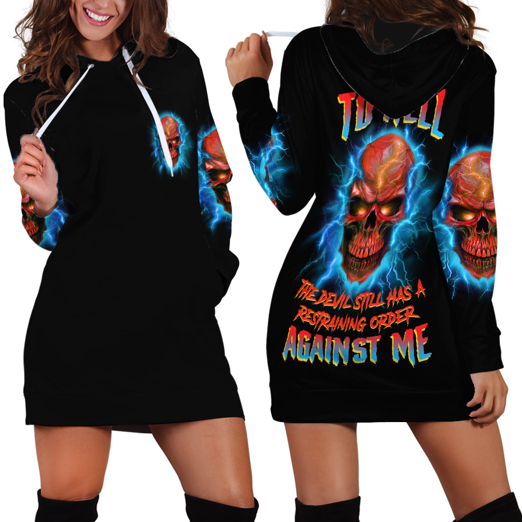 I Can't Go To Hell Thunder Skull Hoodie Dress - Wonder Print Shop