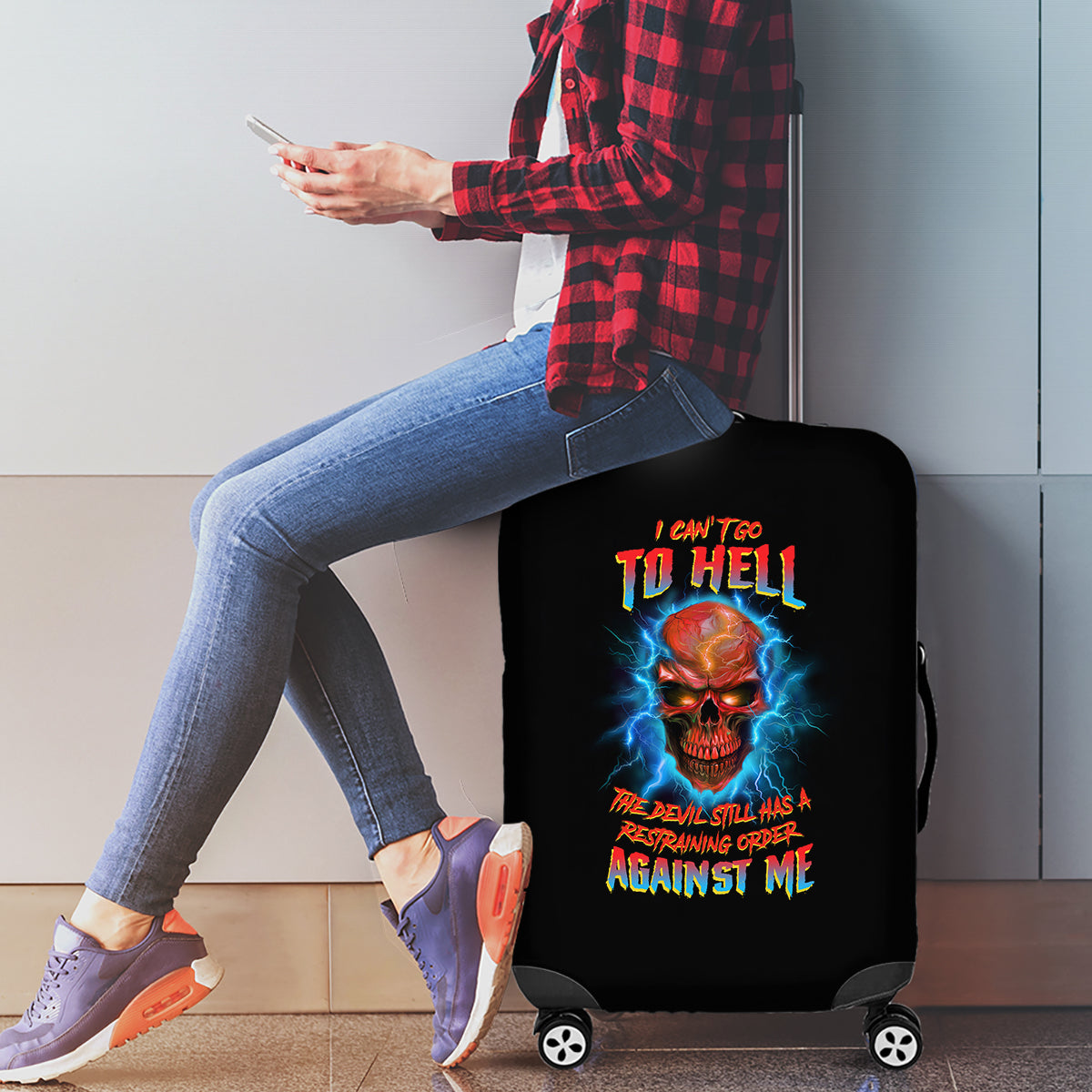 I Can't Go To Hell Thunder Skull Luggage Cover - Wonder Print Shop