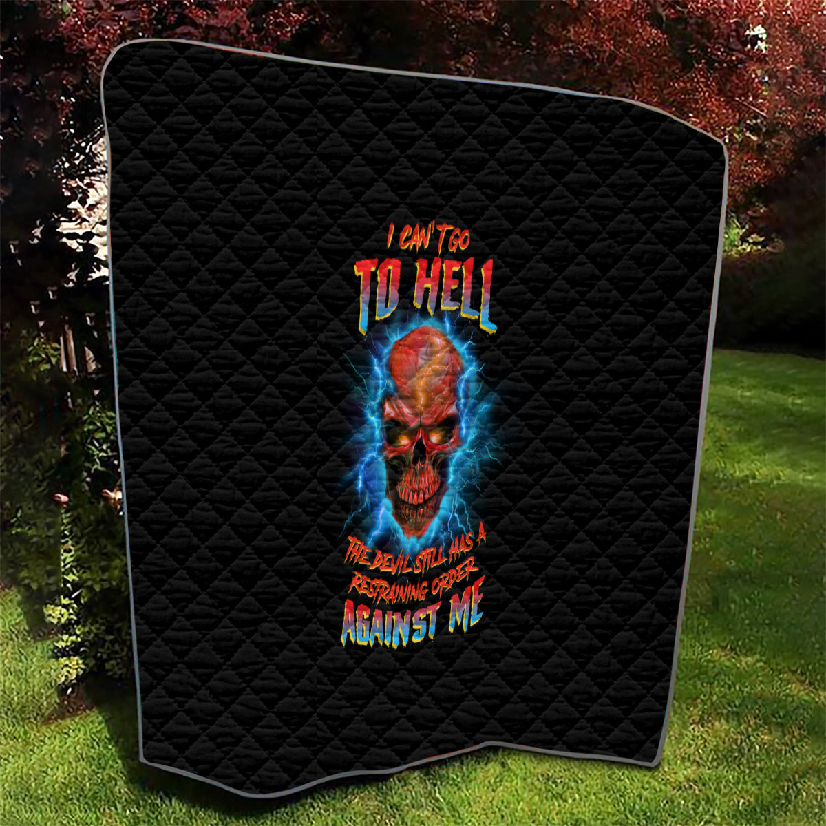 I Can't Go To Hell Thunder Skull Quilt - Wonder Print Shop