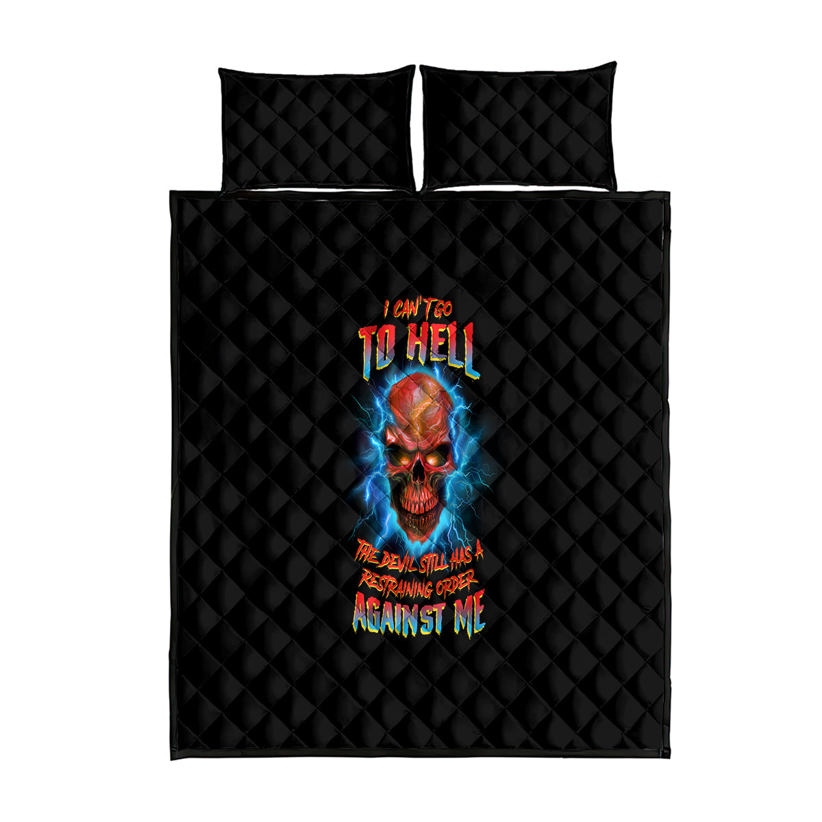 I Can't Go To Hell Thunder Skull Quilt Bed Set - Wonder Print Shop