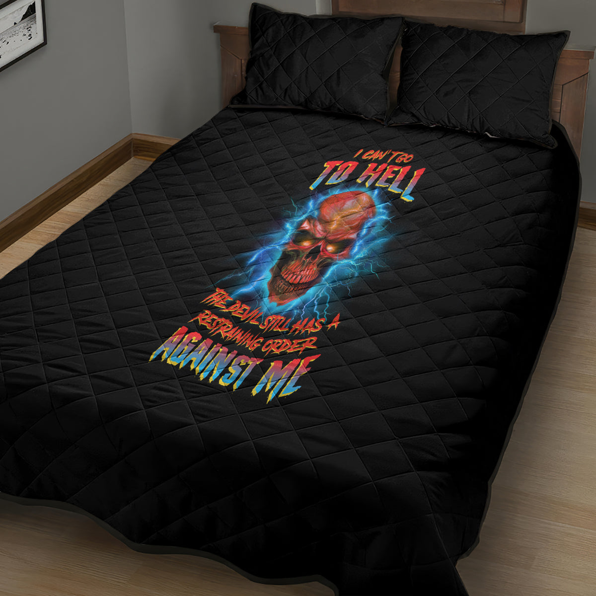 I Can't Go To Hell Thunder Skull Quilt Bed Set - Wonder Print Shop