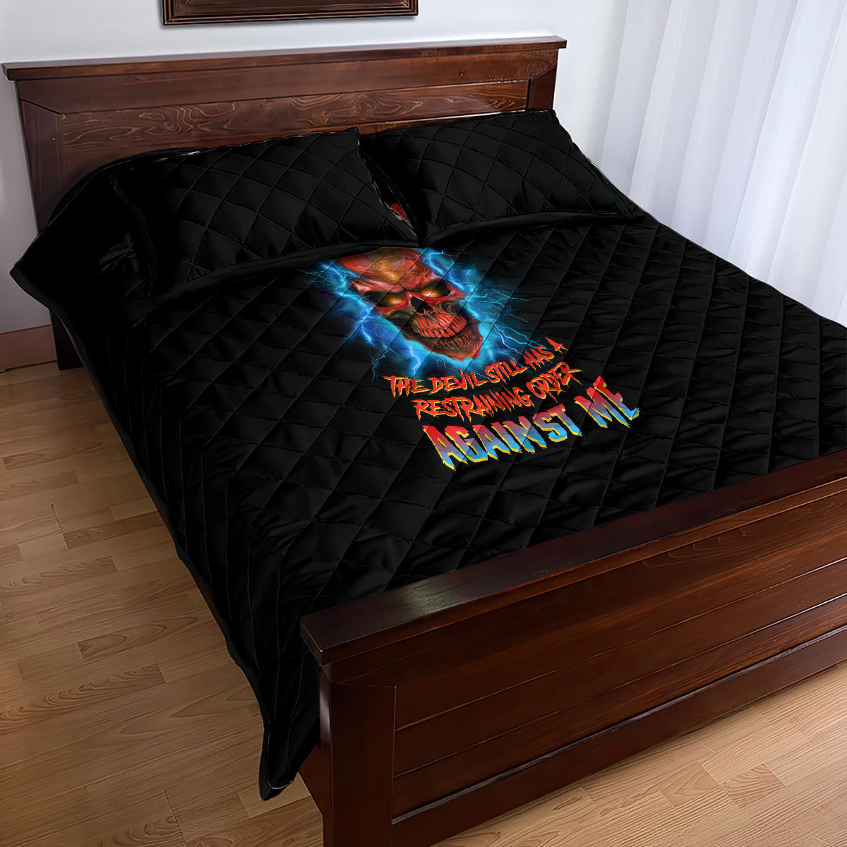 I Can't Go To Hell Thunder Skull Quilt Bed Set - Wonder Print Shop