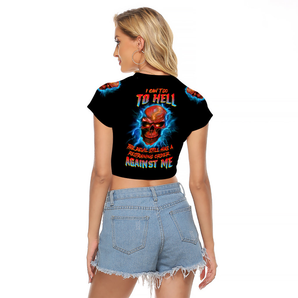 I Can't Go To Hell Thunder Skull Raglan Cropped T Shirt - Wonder Print Shop