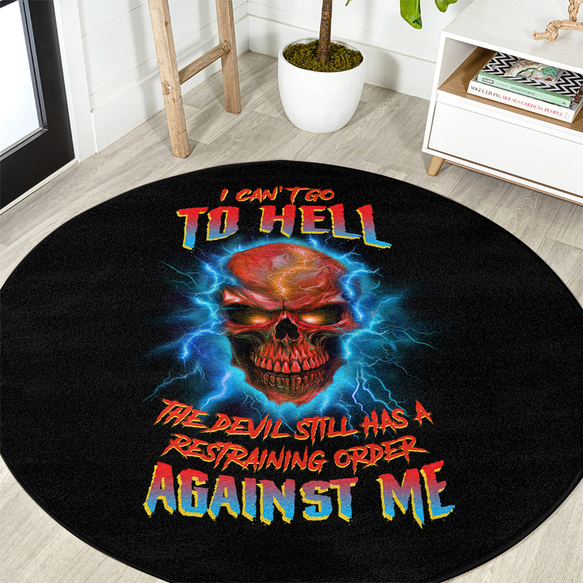 i-cant-go-to-hell-thunder-skull-round-carpet