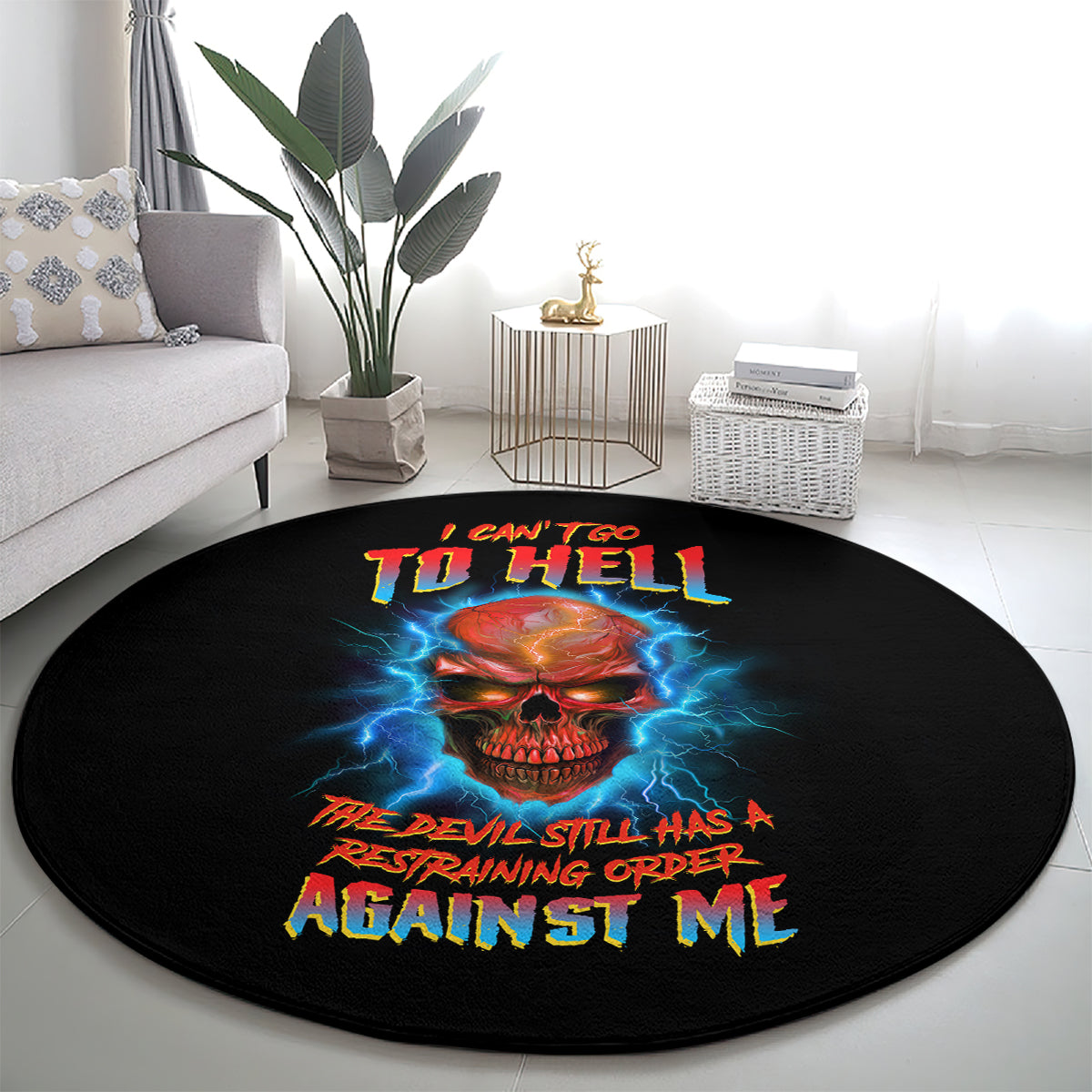 i-cant-go-to-hell-thunder-skull-round-carpet