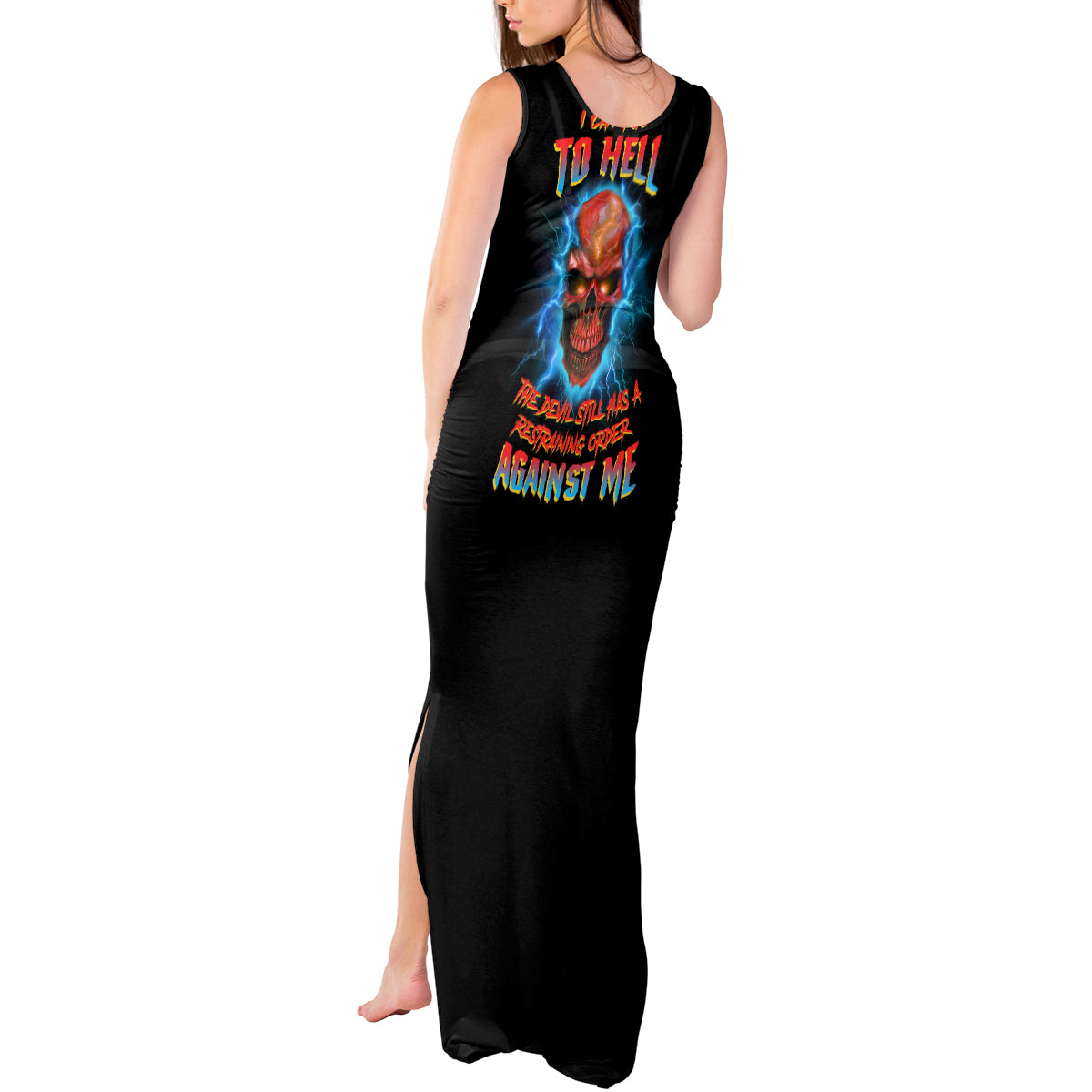 I Can't Go To Hell Thunder Skull Tank Maxi Dress - Wonder Print Shop