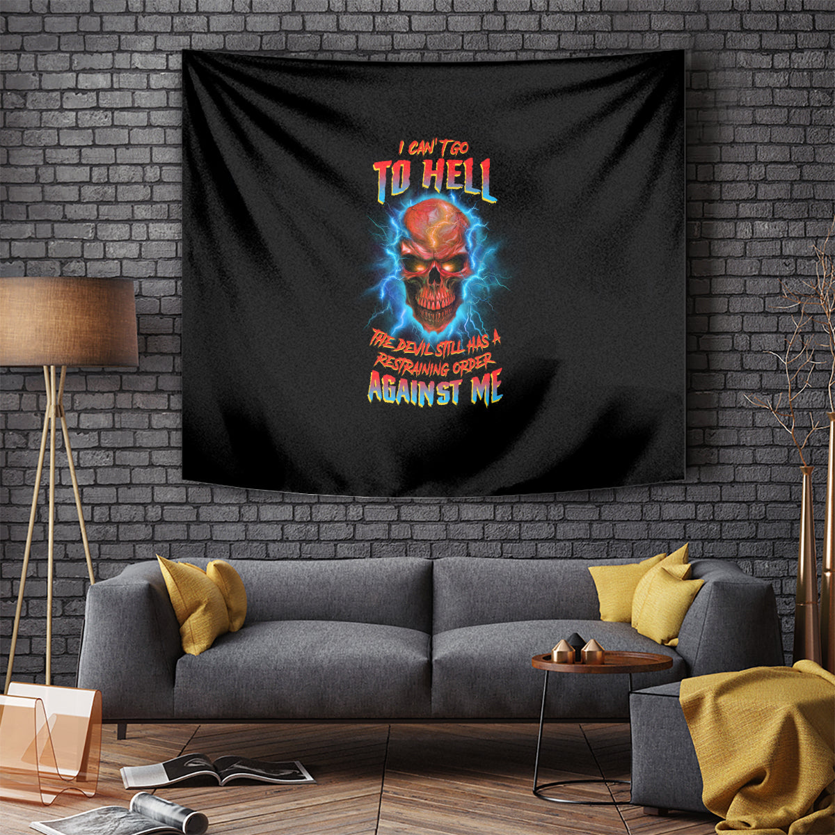I Can't Go To Hell Thunder Skull Tapestry - Wonder Print Shop
