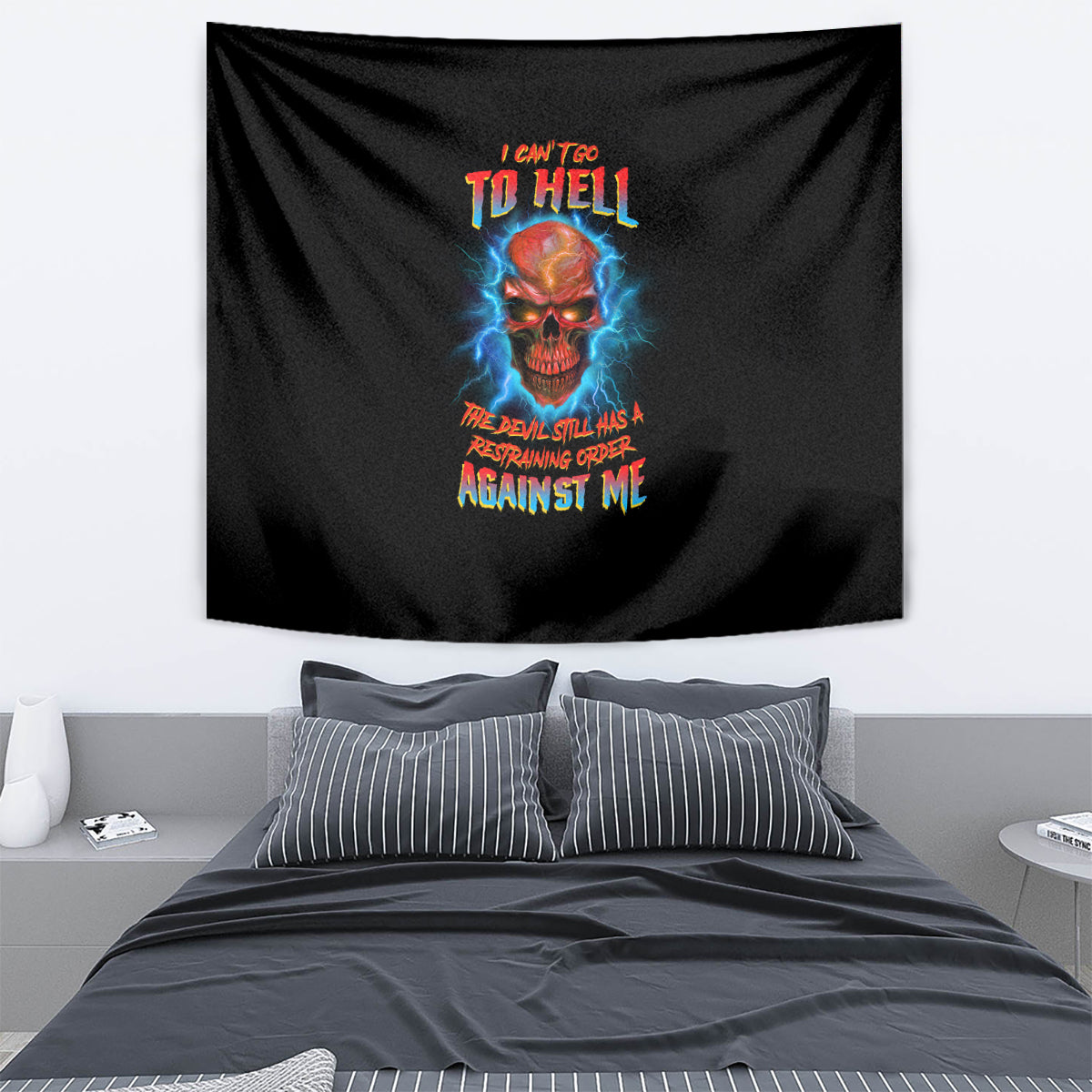 I Can't Go To Hell Thunder Skull Tapestry - Wonder Print Shop