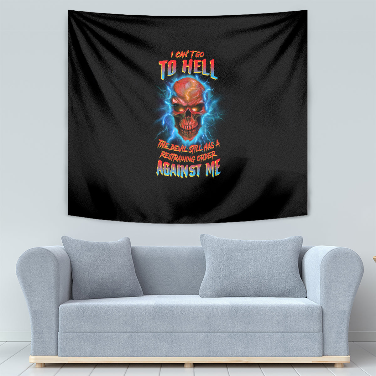 I Can't Go To Hell Thunder Skull Tapestry - Wonder Print Shop