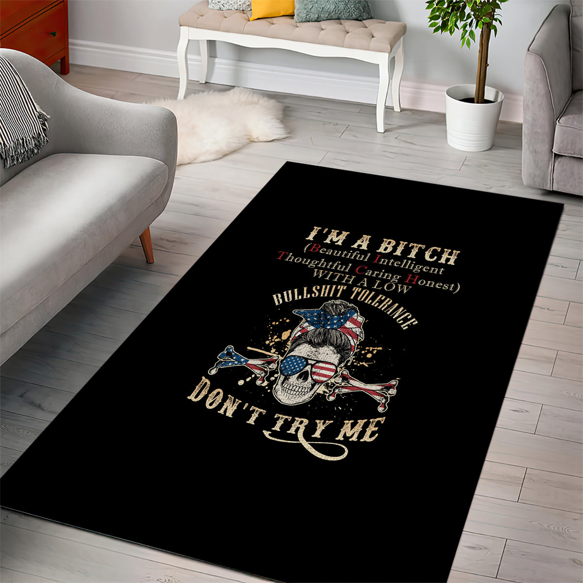 I'm A B Don't Try Me Area Rug - Wonder Print Shop