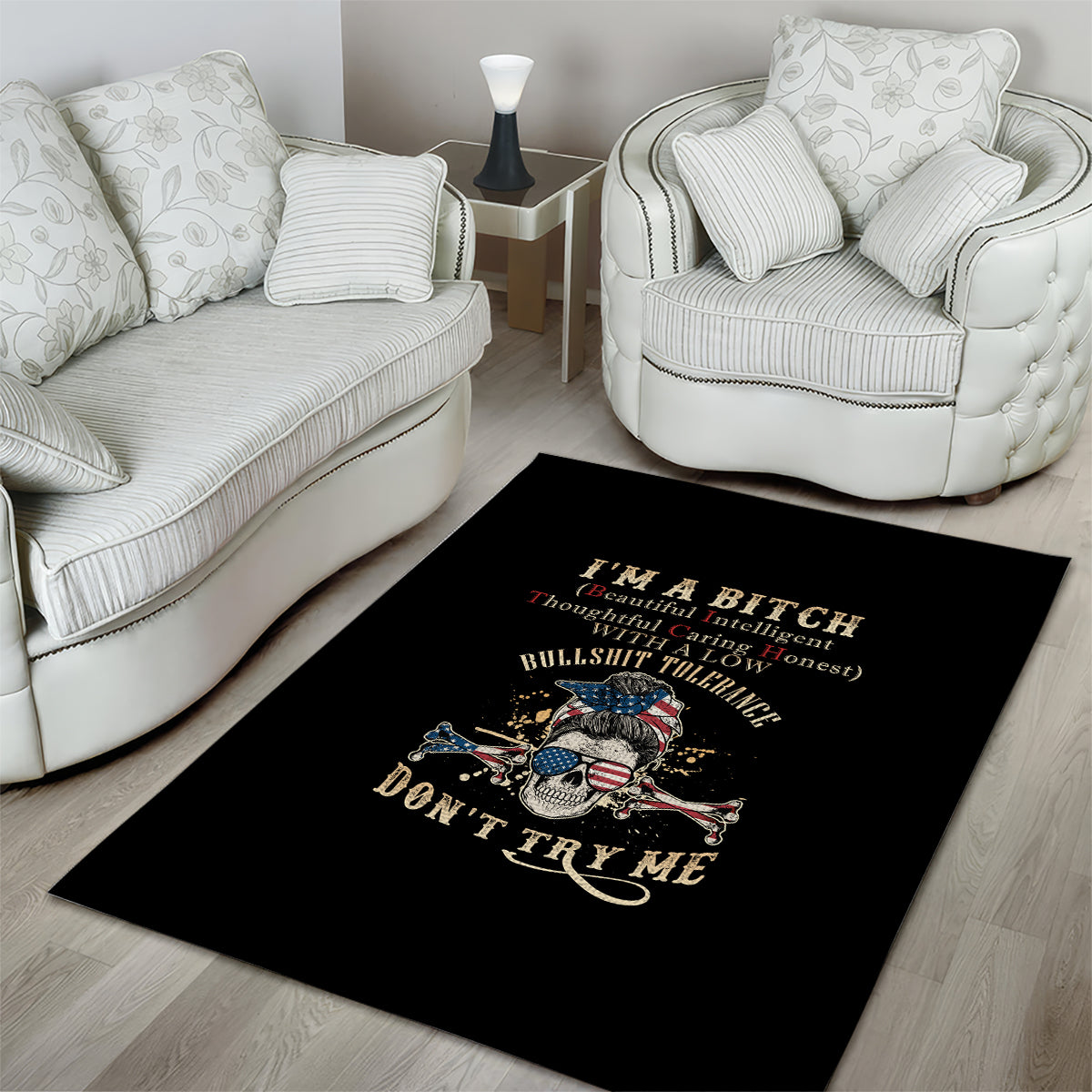 I'm A B Don't Try Me Area Rug - Wonder Print Shop