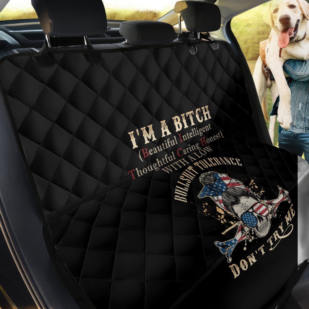 I'm A B Don't Try Me Back Car Seat Cover - Wonder Print Shop