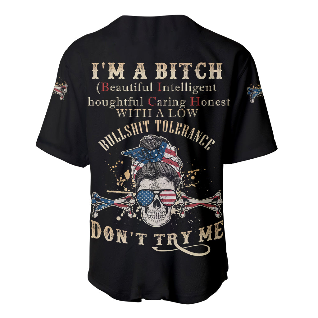 I'm A B Don't Try Me Baseball Jersey - Wonder Print Shop