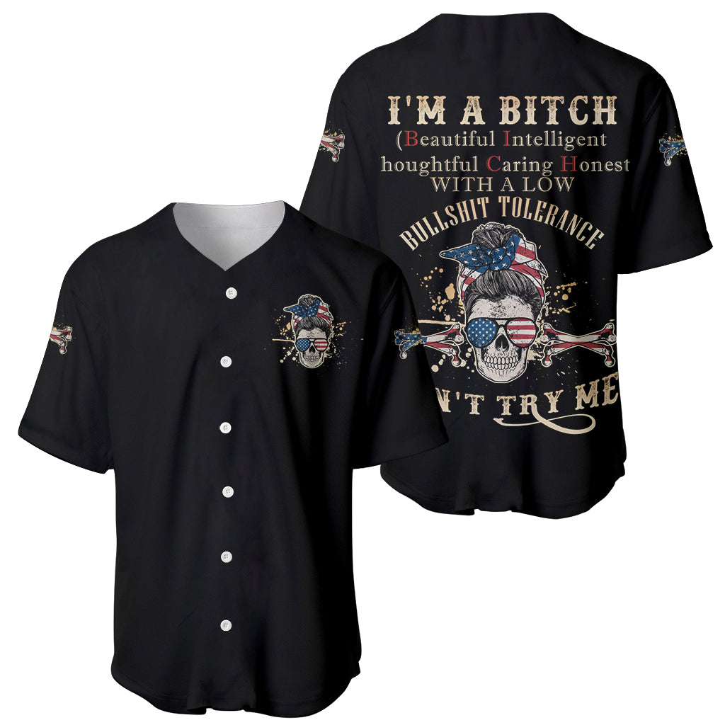 I'm A B Don't Try Me Baseball Jersey - Wonder Print Shop